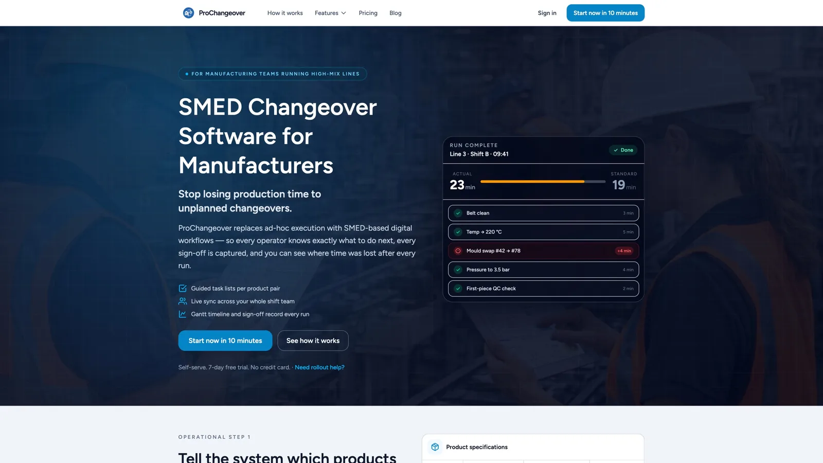 ProChangeover screenshot 1