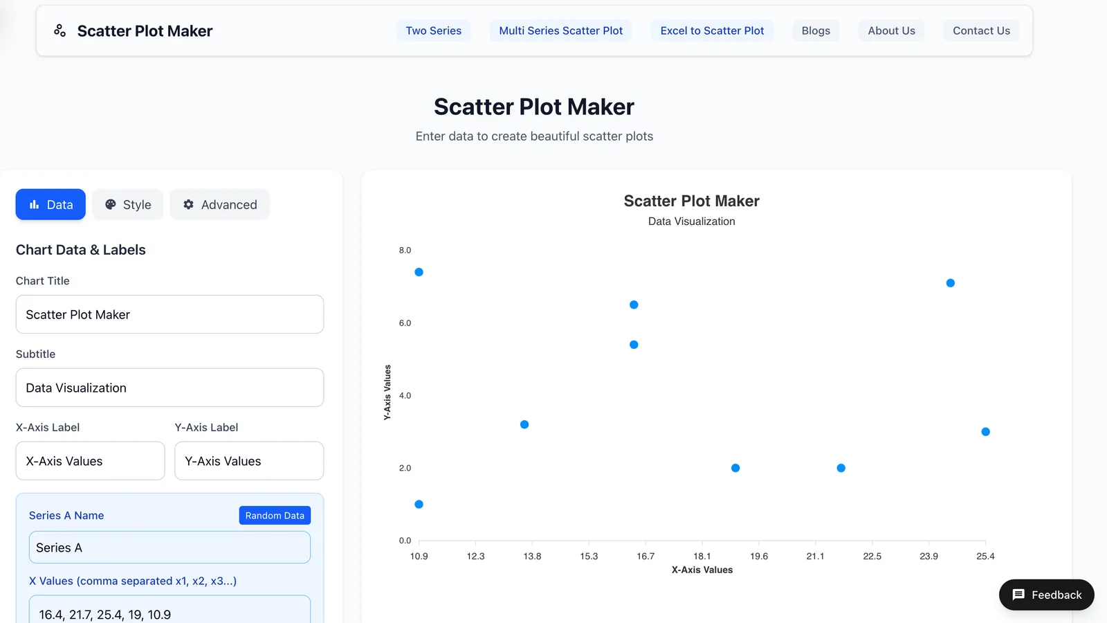 Scatter plot maker screenshot 1