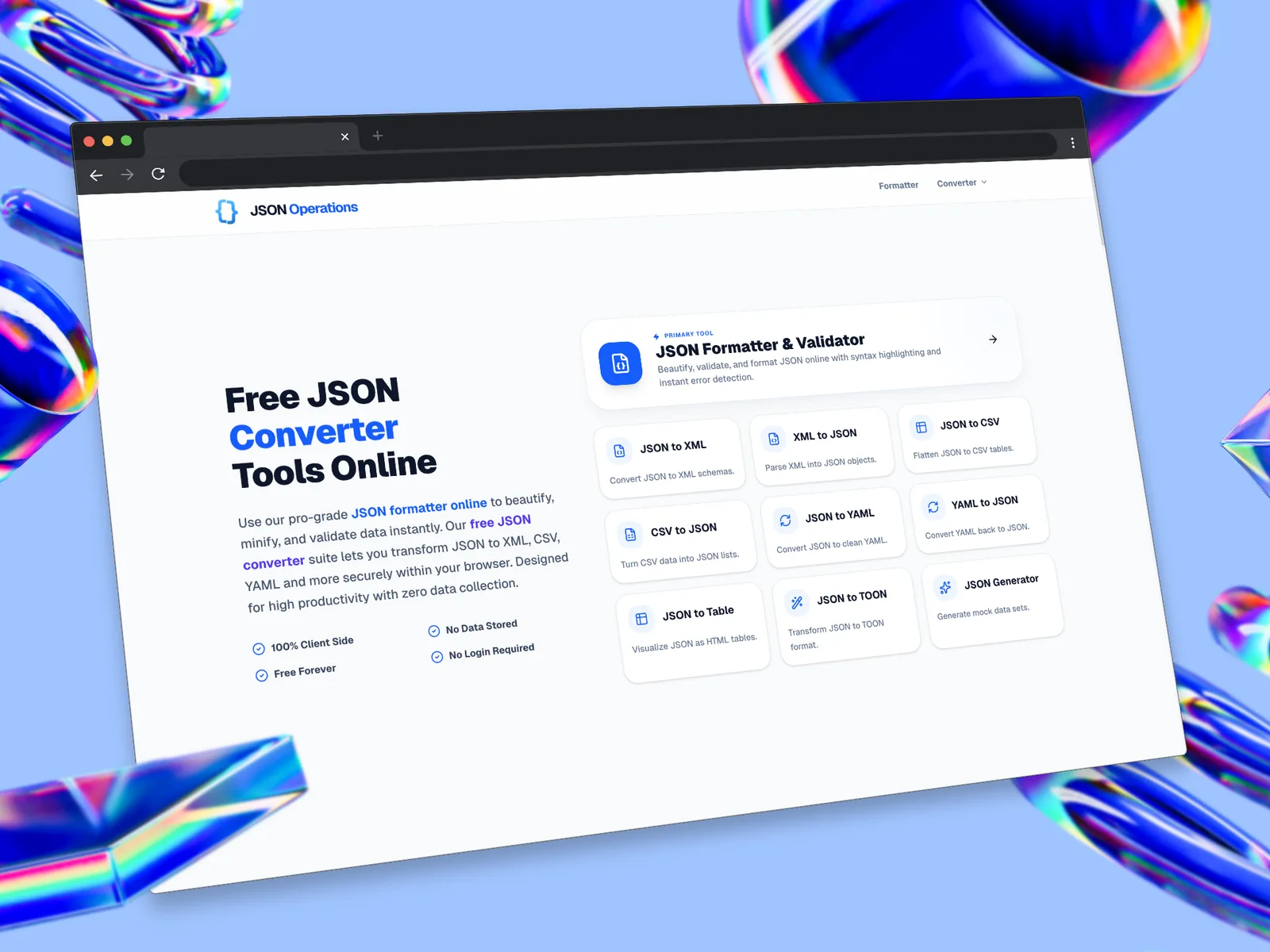 Free JSON Formatter & Converter Online | JSON Operations screenshot 1