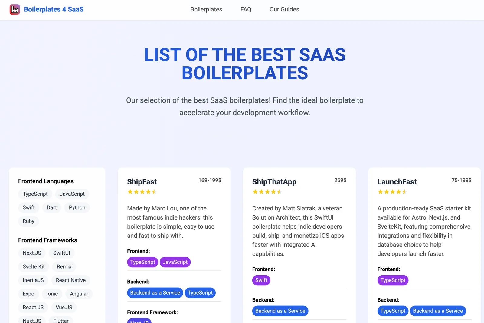 Boilerplates 4 SaaS screenshot 1
