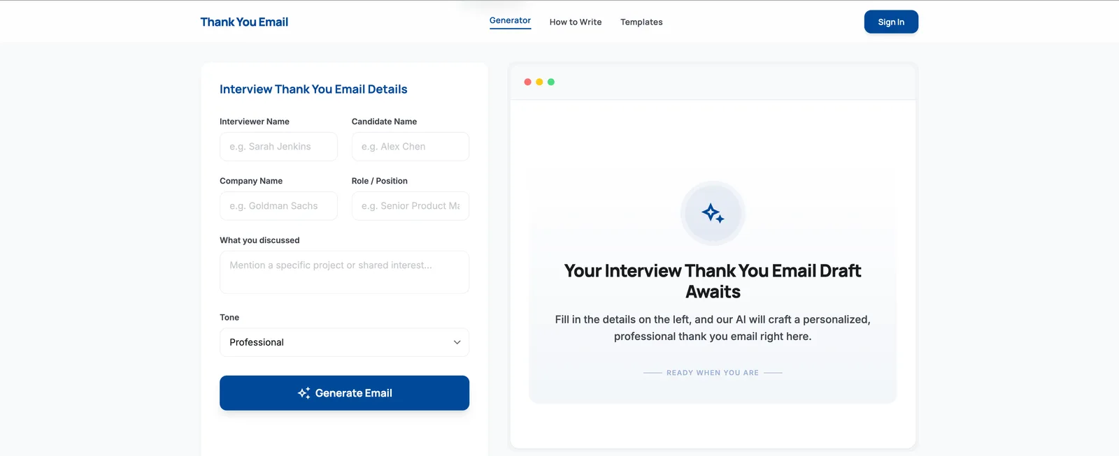 Thank You Email AI screenshot 1
