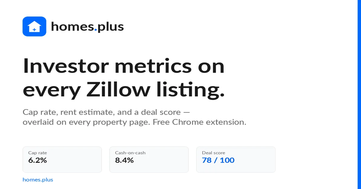 homes.plus — Investor Overlay for Zillow screenshot 1