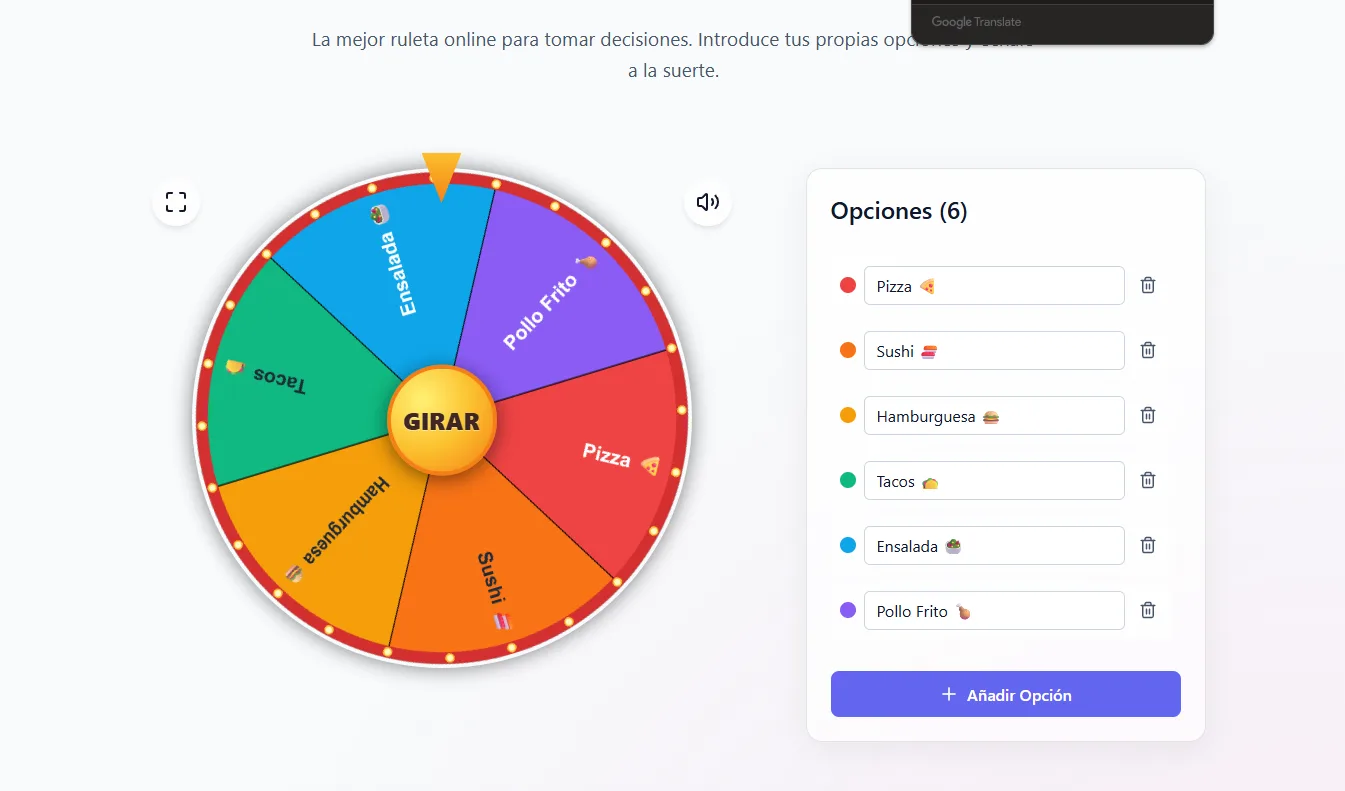 Ruleta Aleatoria screenshot 1