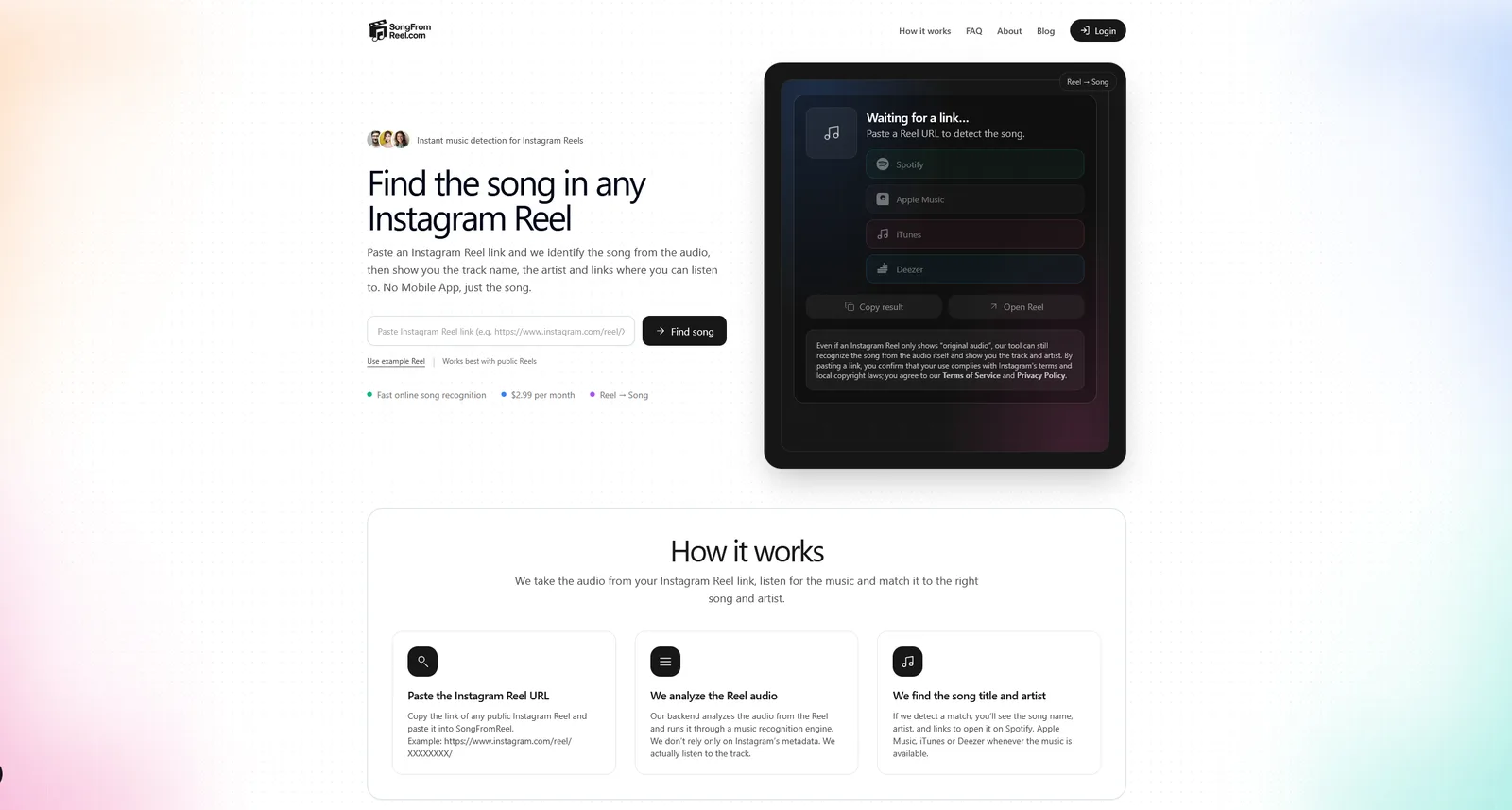 SongFromReel.com – Instagram Reel Song Finder screenshot 1