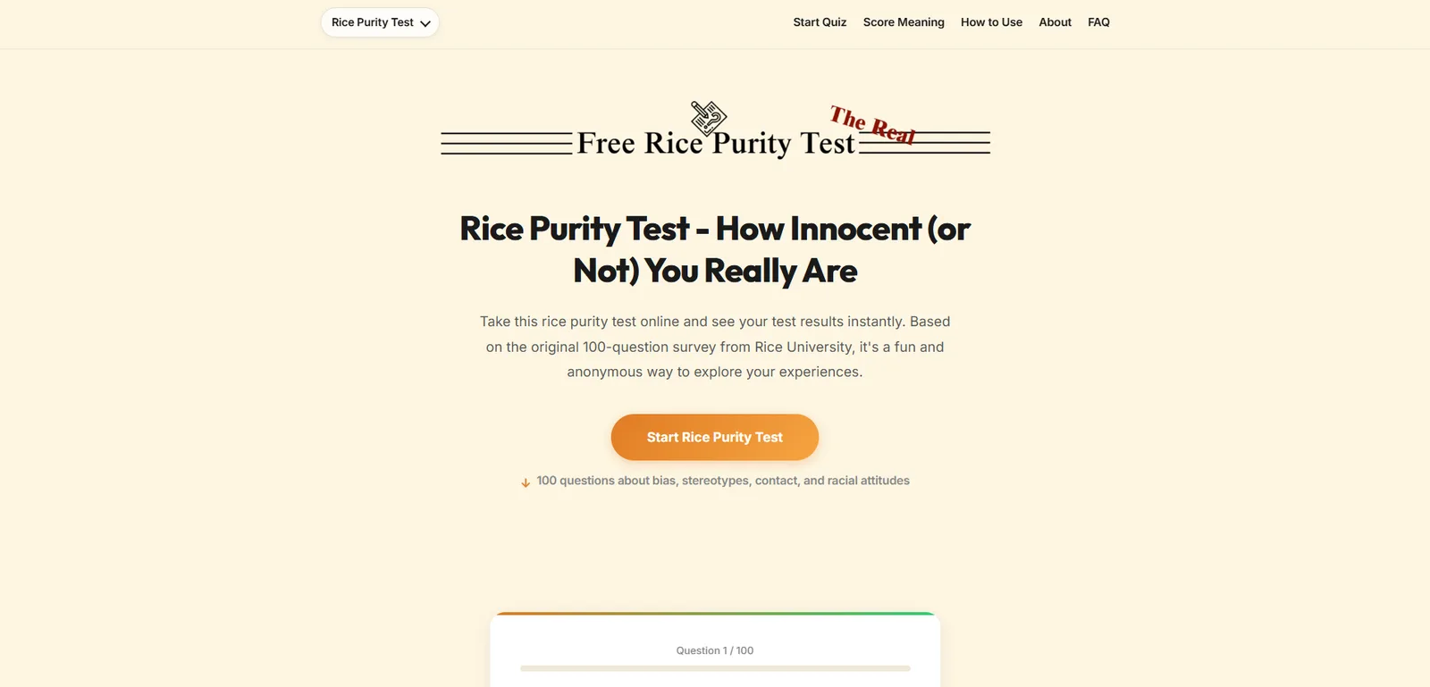 Rice Purity Test screenshot 1