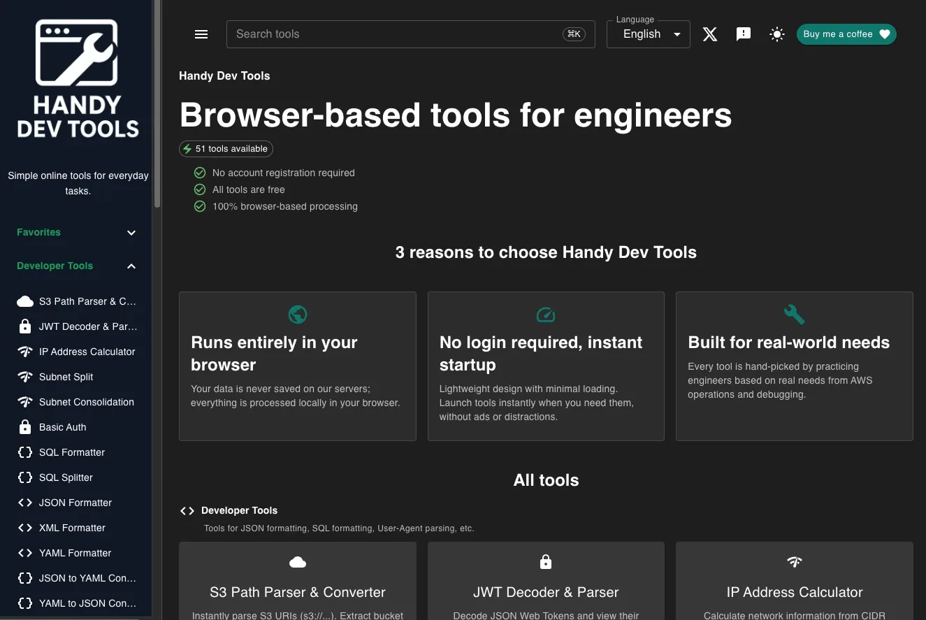Handy Dev Tools screenshot 1