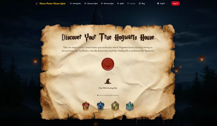 Harry Potter House Quiz Org screenshot 1