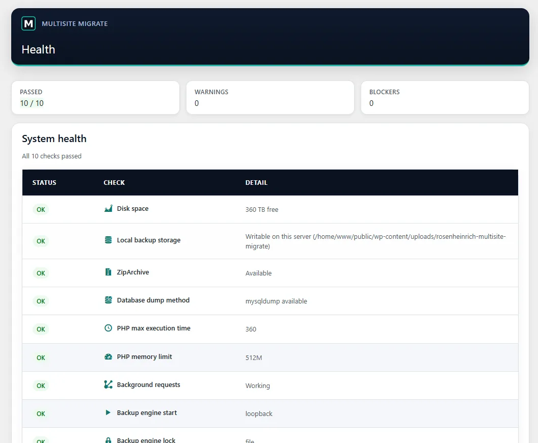 Multisite Migrate screenshot 1