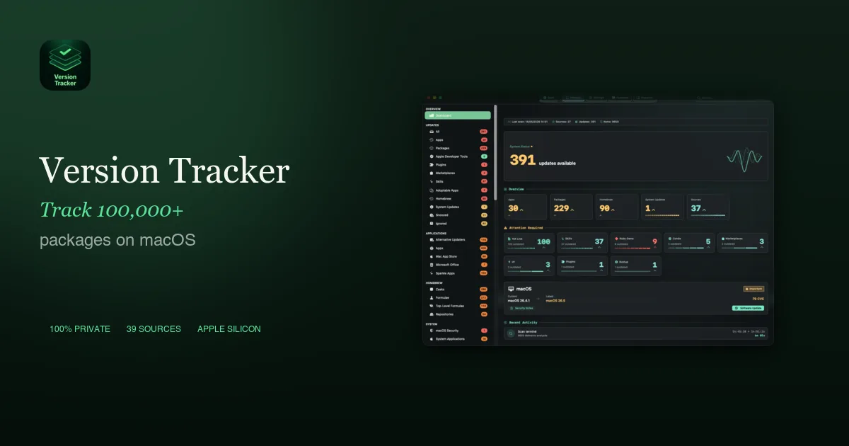 Version Tracker screenshot 1