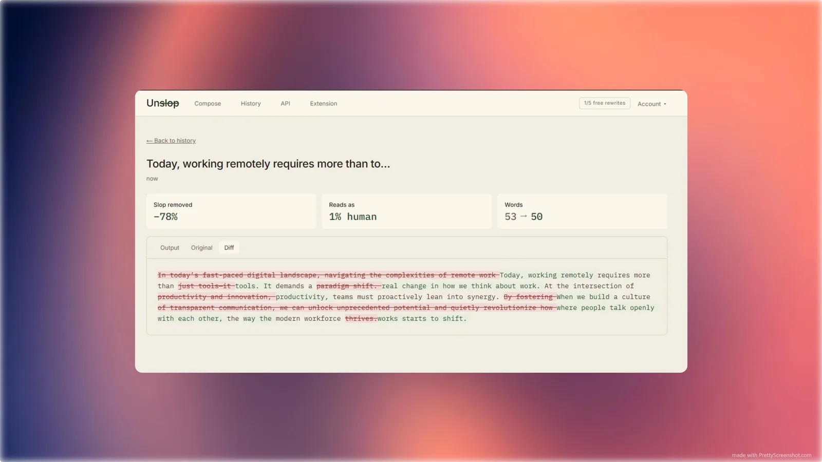 UnslopAI screenshot 1