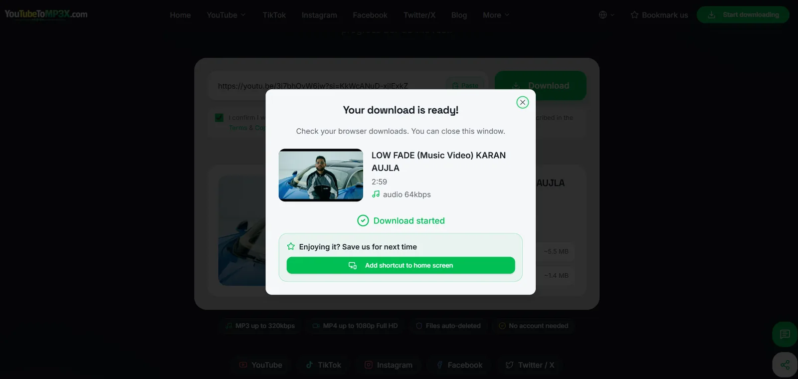 Youtubetomp3x screenshot 1