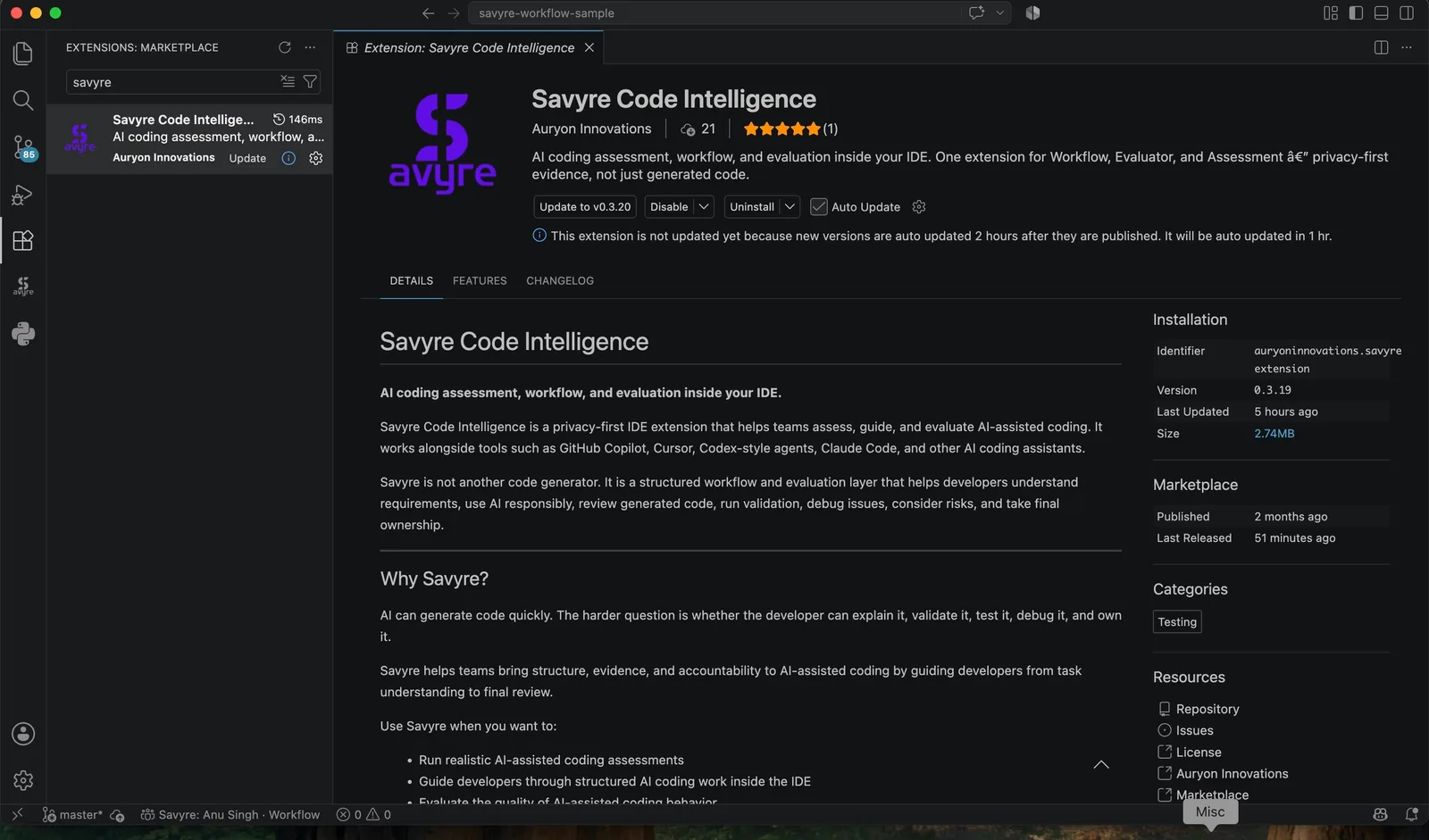 Savyre AI Coding Workflow screenshot 2