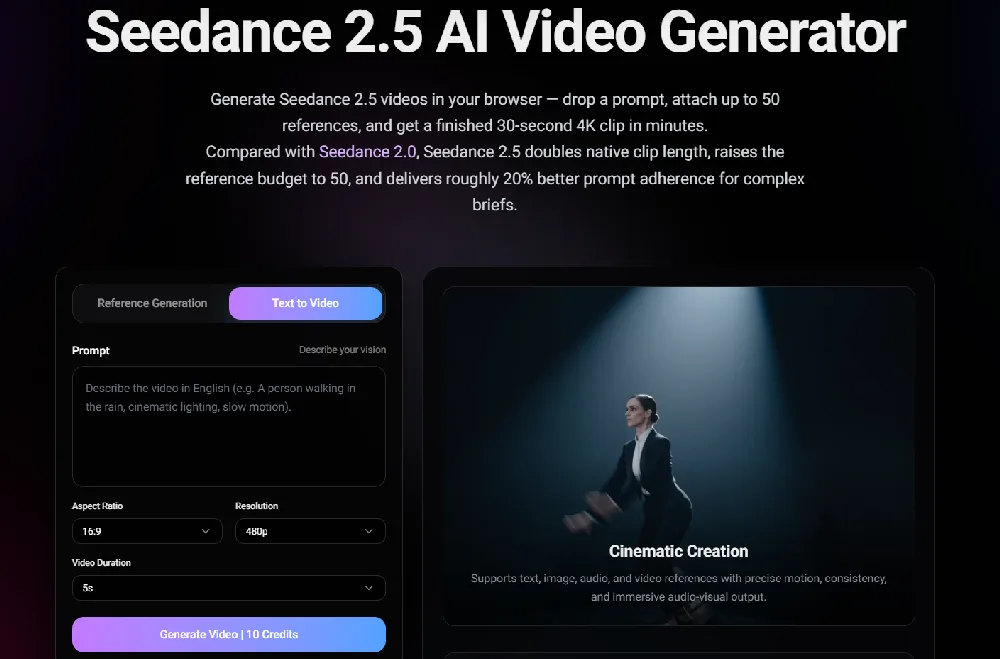 Seedance 2.5 screenshot 1