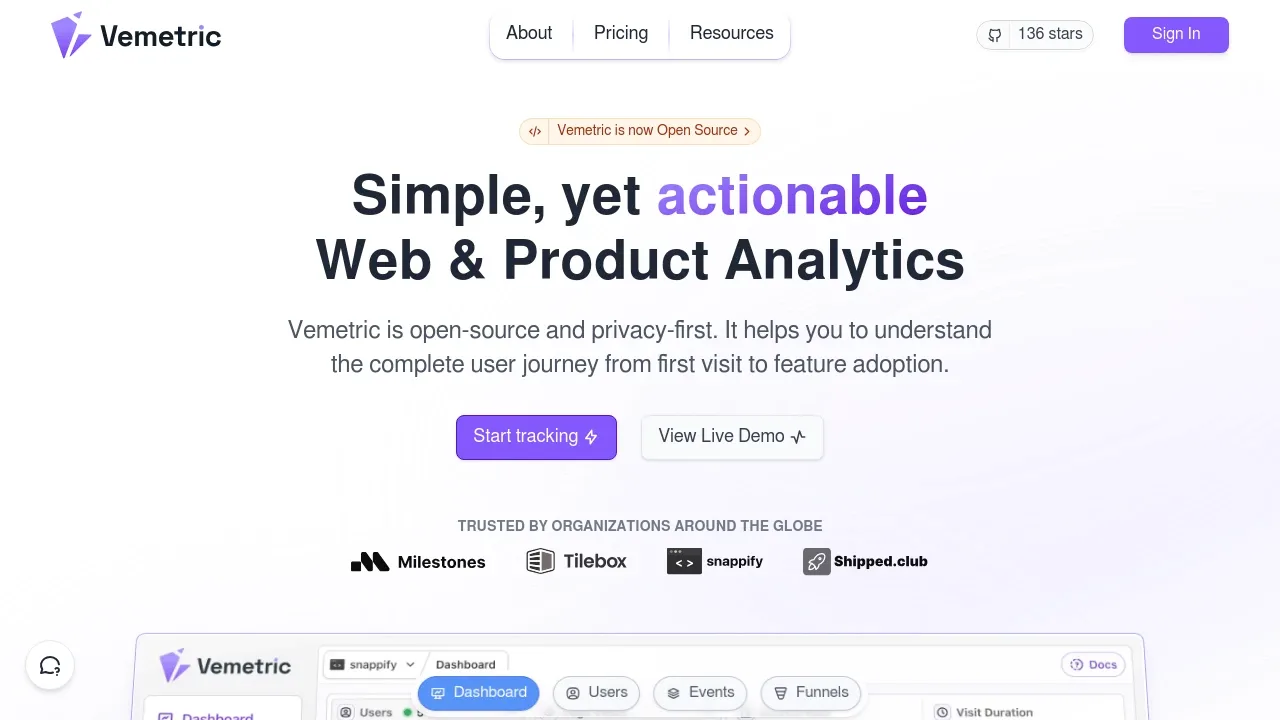Vemetric screenshot 1