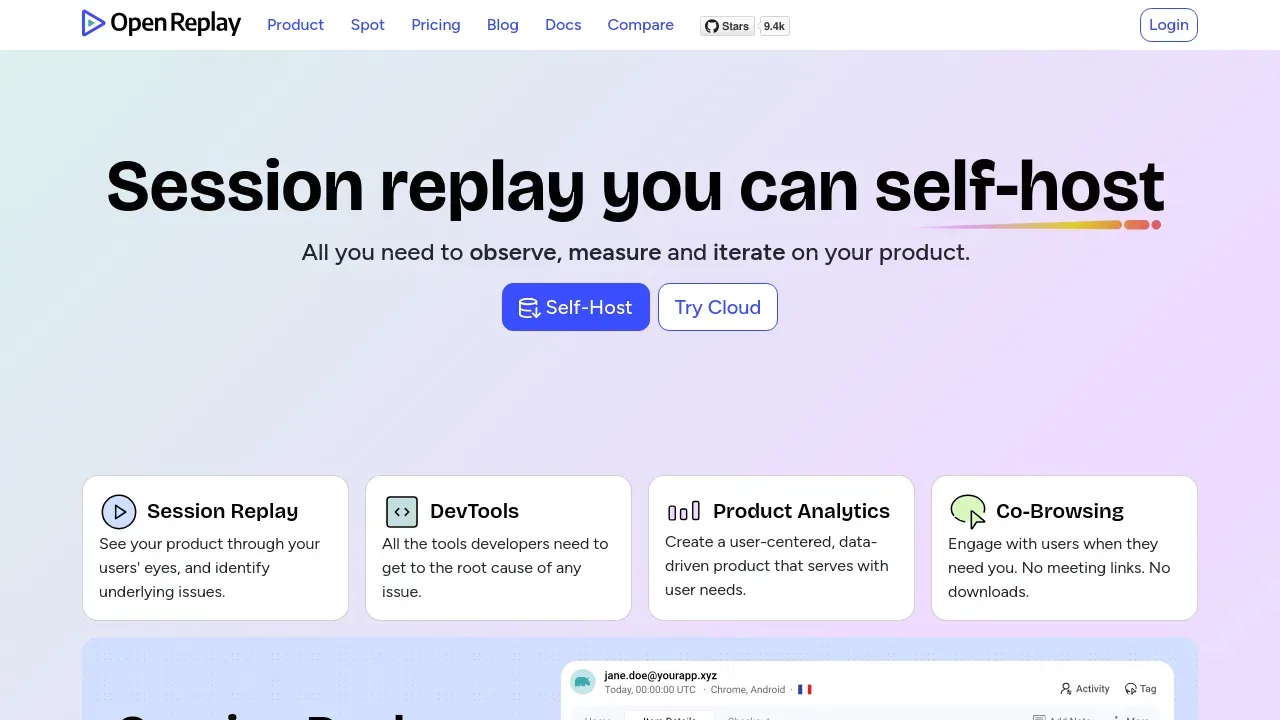 OpenReplay screenshot 1