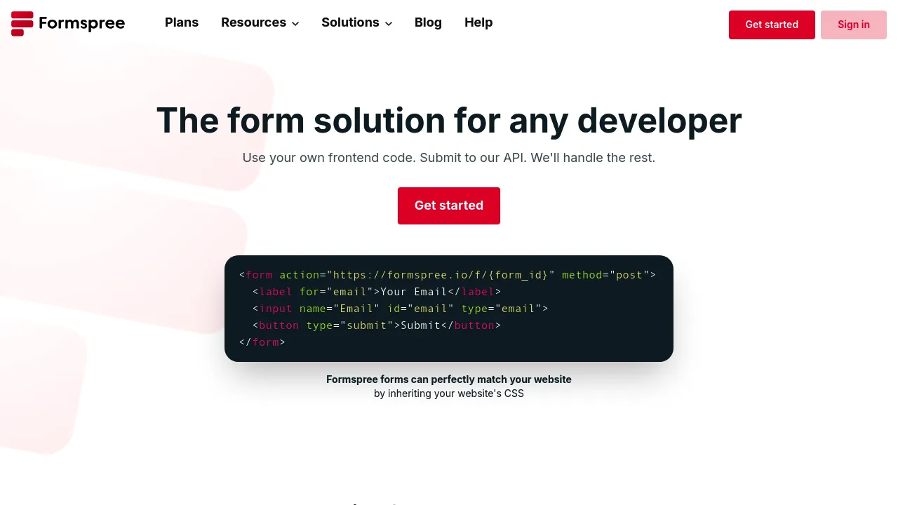 Formspree screenshot 1