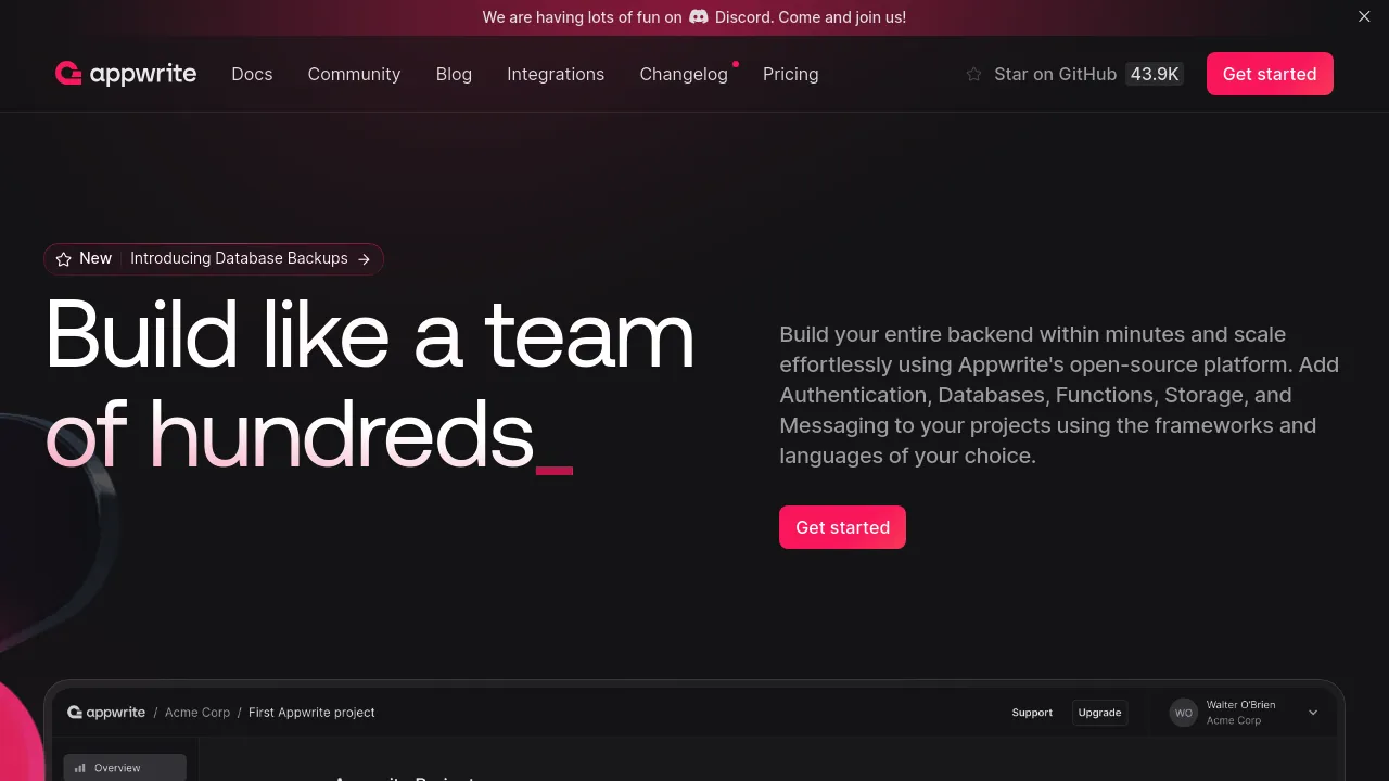 Appwrite screenshot 1