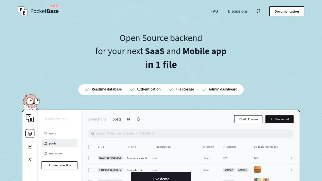PocketBase screenshot 1